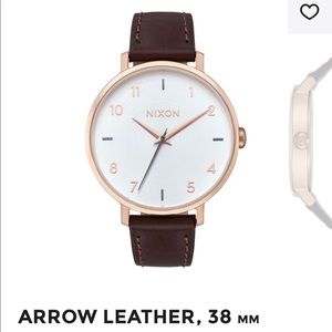 Nixon Arrow Leather 38 MM Rose Gold/Silver